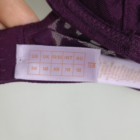 Savage X Fenty Womens Tagged By Quarter Late Nught Purple Lace Plunge Bra Sz 34B - Picture 6 of 10